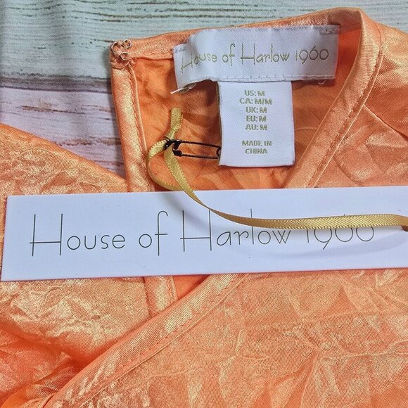 House of Harlow 1960 Peach High Neck Sleeveless Dress, Women's XL - Picture 8 of 13